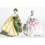 A Royal Doulton figure 'Alexandra' HN 2398, 19cm (7.5ins); high together with 'Charlotte' HN 2423,