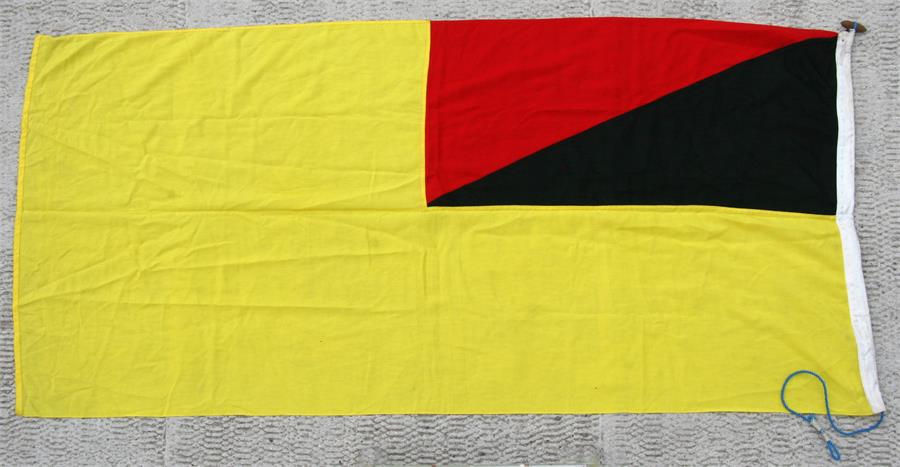 An original cotton flag to the Malaysian State of Negeri Sembilan. 81cms by 182cms (32ins by