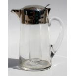 A silver plate mounted glass jug, 25.5cms (10ins) high.