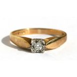 A 9ct gold diamond solitaire ring, approx UK size 'L'.