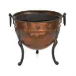 A Henry Loveridge & Co Victorian copper coal scuttle, 32cms (12.5ins) diameter.