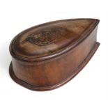 A WWI jewellery box carved from a cross section of a wooden propeller boss, engraved with the