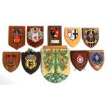 Ten assorted wall shields or plaques including Military to the Botswana Defence Force, REME 5