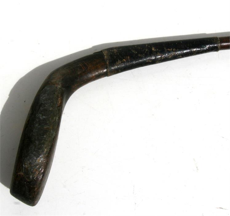 A 19th century long nosed putter golf club, 88cms (34.5ins) long. - Image 2 of 5