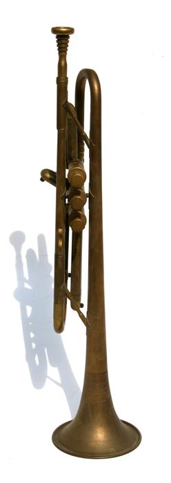 A Besson & Co. brass trumpet, numbered H75983, 52cms (20.5ins) long.