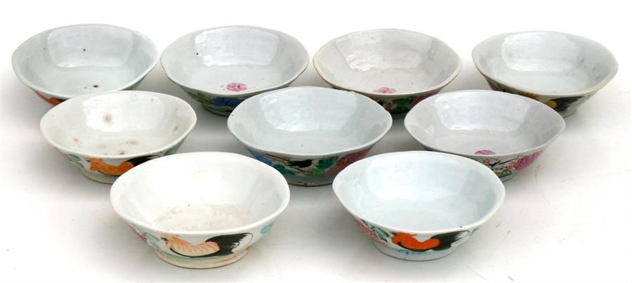 A quantity of Chinese bowls decorated with birds and flowers. - Image 2 of 3