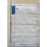 A Victorian Irish Indenture, stamped 'Dublin 22.3.75', framed & glazed, 34 by 51cms (13.25 by