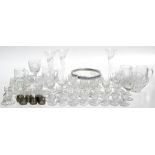 A quantity of cut glassware to include tankards and bowls.