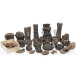 Tribal / African Art - a quantity of African black pottery pipes, bowls and fragments (two boxes).