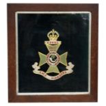 A WWI embroidery to the 12th County of London Regiment the Rangers, framed and glazed, overall