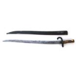 A rare American 1862 Remington Zouave bayonet (variation) in its steel scabbard, engraved to the