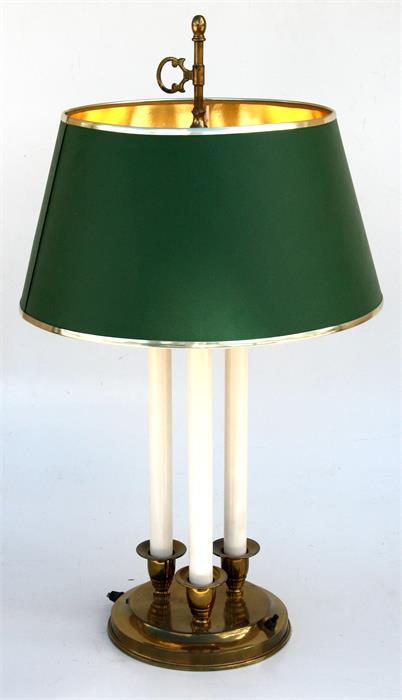 A brass library desk lamp, 69cms (27ins) high.