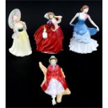 A group of Royal Doulton figures, to include Autumn Breezes HN1934; Sally HN2741; Loving Thoughts