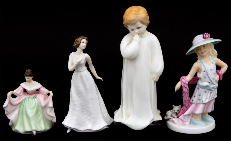 A group of Royal Doulton figures, to include Darling HN1319; Cherish HN4442; and Sara HN3219 (4).