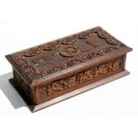 A Victorian carved wooden box to the Truro Artillery Volunteer Corps, retains its lock and key, 41
