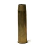 A huge WWII brass shell case umbrella stand, 63 cms (24.75ins) high by 17cms (6.75ins) diameter at
