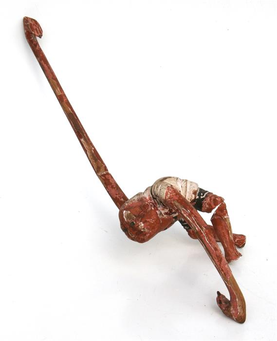 A Japanese carved wooden and gesso figure of a hanging monkey, 58.5cms (233ins) high. - Image 2 of 2