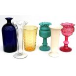 A group of Victorian & later large glass vases.