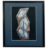 An abstract study, gouache, bought in St Ives in the 1960's, framed & glazed, 16 by 26cms (6.25 by