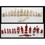 A late 19th century Chinese Export figural ivory part chess set.