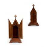 A Gothic oak icon display cabinet, 50cms (19.75ins) high.