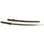 A Japanese WWII military sword in scabbard.