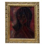 Mid 20th century school - Portrait of a Young Lady - oil on canvas mounted on board, framed, 29 by