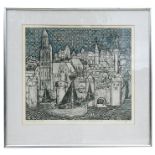 Natalie D'Arbeloff - Medieval City No. 2 - signed & dated 1970 lower right, artist proof print,