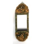 A chinoiserie style carved wooden wall mirror, 18cms (7ins) wide.