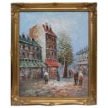 Burnett - Continental Street Scene - oil on canvas, framed, 40 by 50cms (15.75 by 19.75ins).