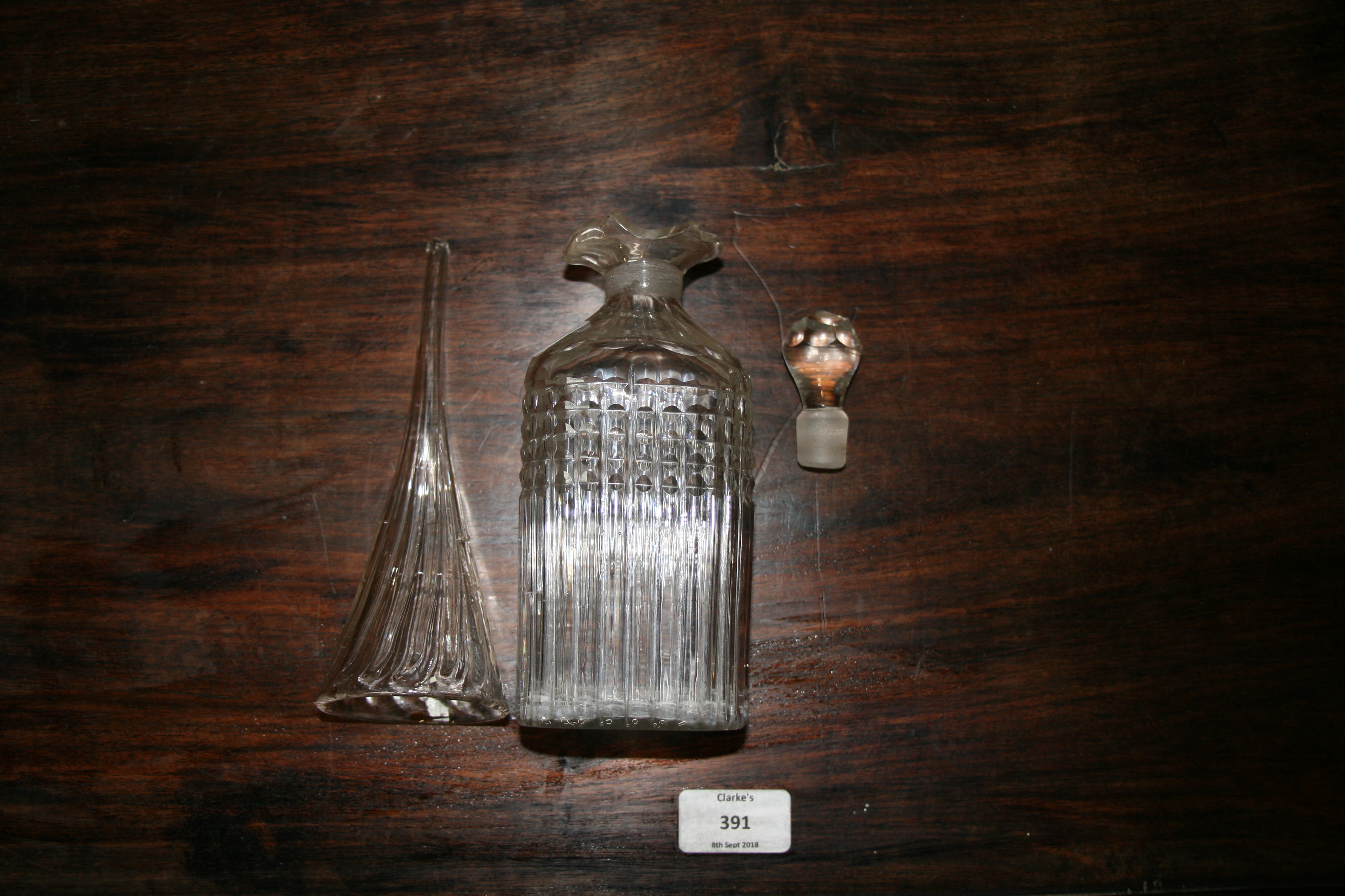 A pair of Victorian mallet shaped decanters, 27cms (10.5ins) high; a quantity of other decanters and - Image 7 of 8