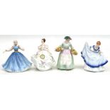 Four Royal Doulton figures to include 'Daffy Down Dilly' HN1712; 'Pamela' HN3223; 'Lucy' HN3653