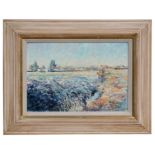 Deal - Hoar Frost at Brent Knoll - signed lower right, oil on board, framed, 35 by 24cms (13.75 by