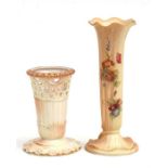 A Royal Worcester blush ivory vase, shape no. 1015, 19cms (7.5ins) high; together with a Worcester