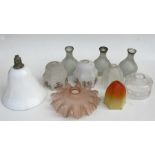 A mixed lot of Edwardian & later glass lamp shades (7).