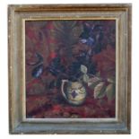 Evelyn Fawssett, still life - Beech and Brocade - signed and dated '53 lower right, oil on board,