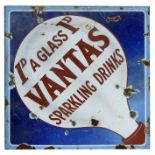 A Vantas Sparkling Drinks enamel advertising sign, 51 by 51cms (20 by 20ins).