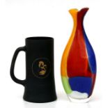 A Mdina Art glass vase, 24cms (9.5ins) high; together with a Playboy Club glass tankard (2).