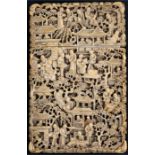 A 19th century Chinese Canton Export carved ivory visiting card case highly decorated with figures