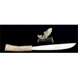 An Inuit style antler handled letter opener, 26cms (10.25ins) long; together with an antler & horn