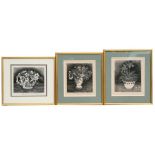 Caroline Hemming, three lino cut prints - Gravy Jug, Gold Lace & Goose Egg Cup, signed in pencil and