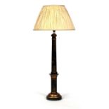 A chinoiserie style black lacquer table lamp, 61cms (24ins) high.