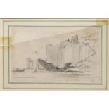 William James Muller, Bristol School (1812-1845) - Rocky Bluff - pencil sketch, Abbott & Holder