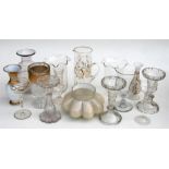 A quantity of 19th century & later cut glass and gilded glass vases.