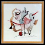 An abstract print, indistinctly signed, framed & glazed, 69 by 69cms (27 by 27ins).