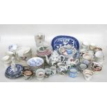 A large quantity of Victorian and later ceramics including a Staffordshire spaniel, cabinet cups &