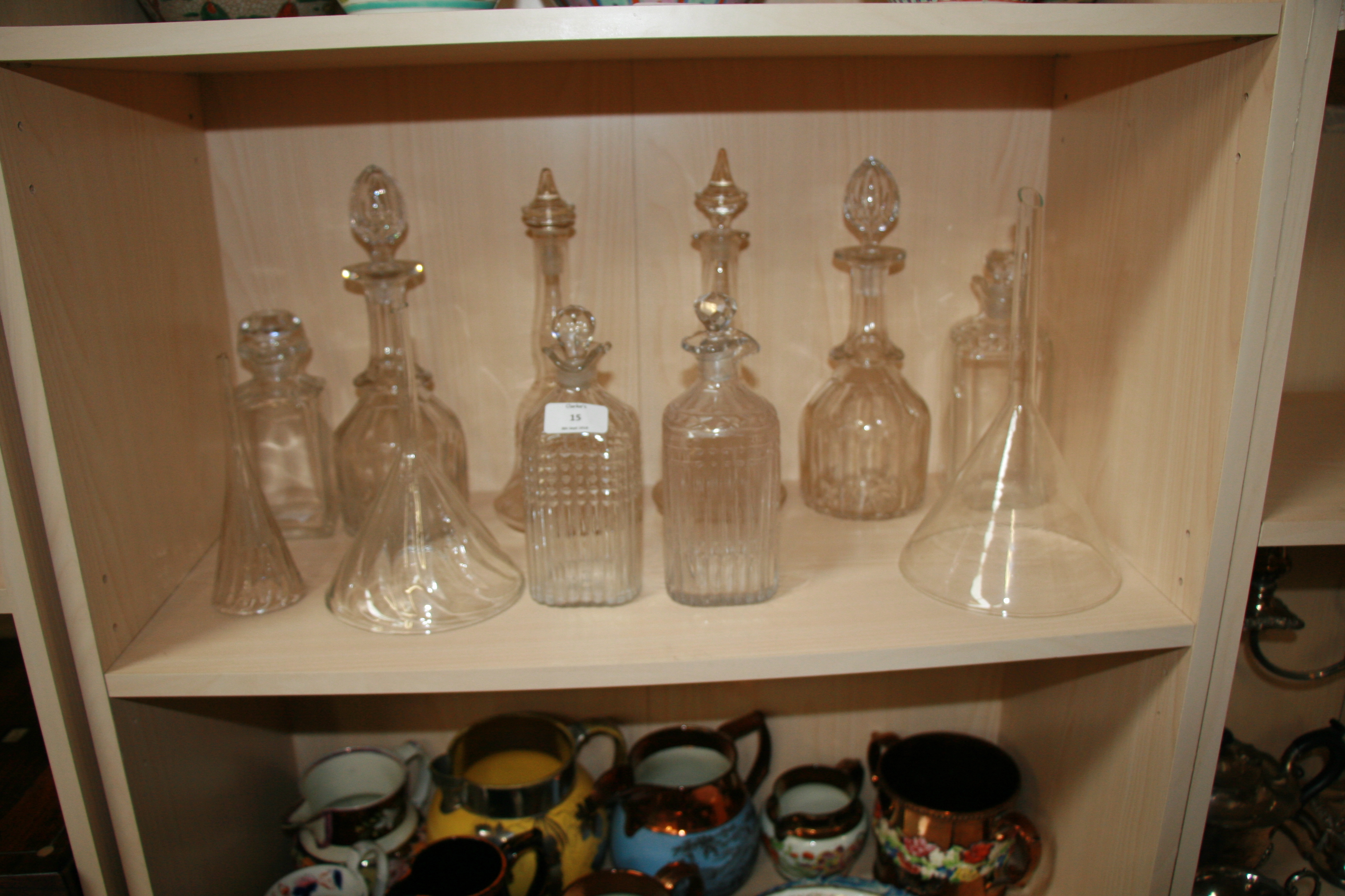 A pair of Victorian mallet shaped decanters, 27cms (10.5ins) high; a quantity of other decanters and - Image 3 of 8