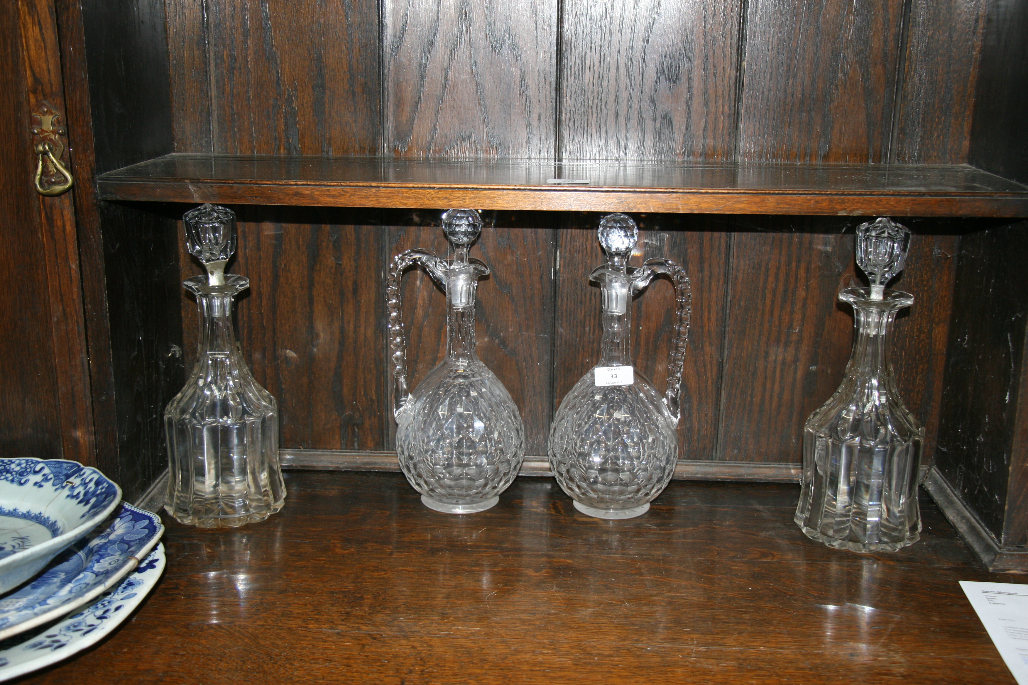 Two pairs of Victorian cut glass decanters. Condition Report Minor nicks to stoppers of central - Image 3 of 3