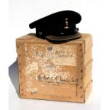 A Royal Signals officers peaked cap in its original cardboard transit box addressed to Lieutenant