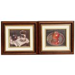 R Bowyer, a pair of still life paintings of fruit, both signed lower right, oil on board, framed, 14
